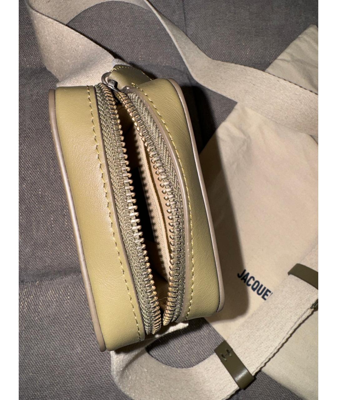 JACQUEMUS Хаки кожаная сумка на плечо, фото 4
