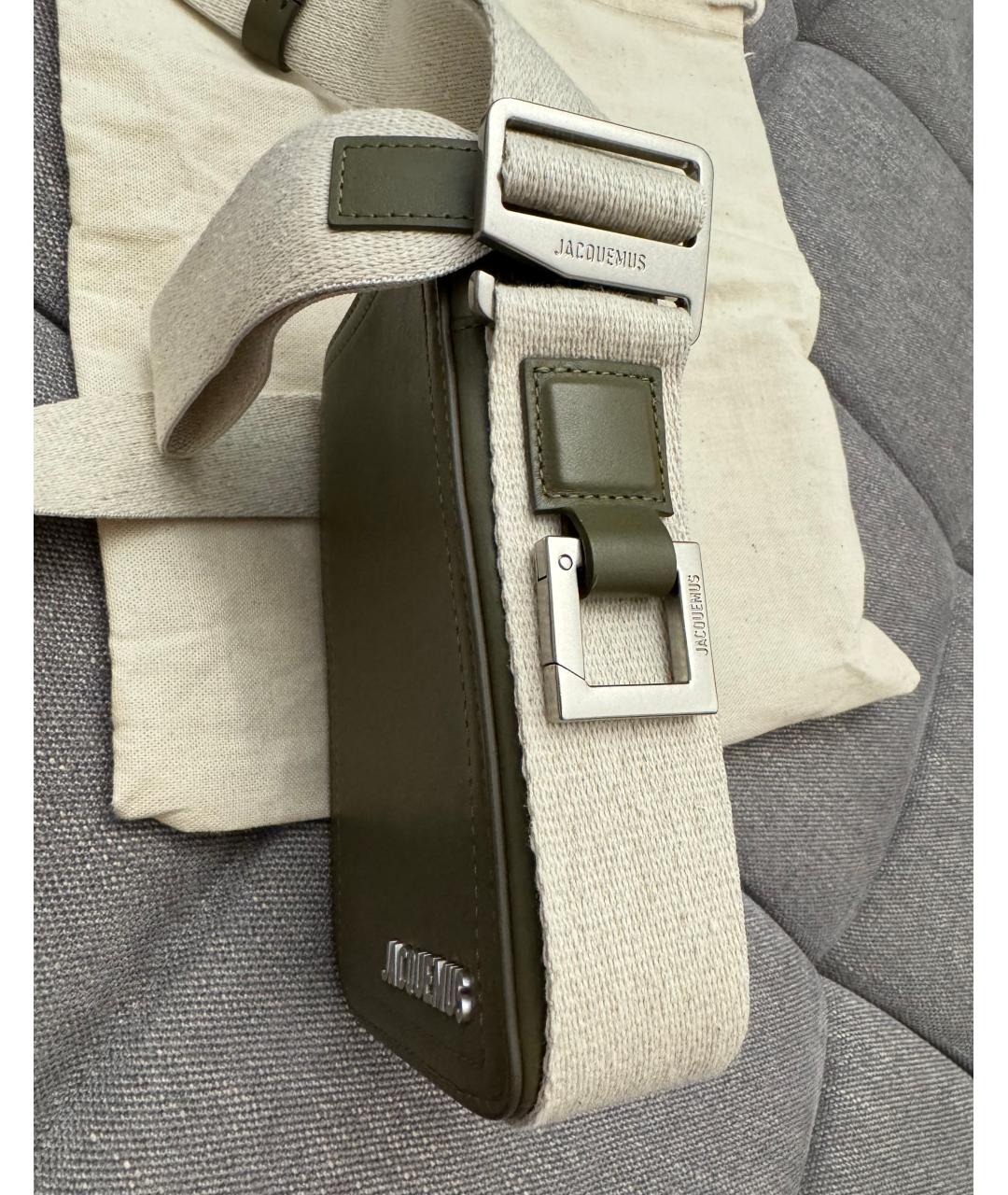JACQUEMUS Хаки кожаная сумка на плечо, фото 3