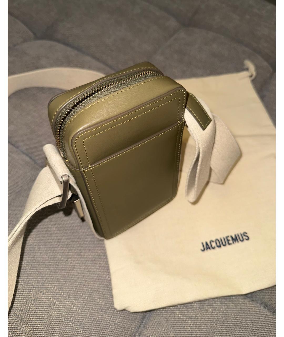 JACQUEMUS Хаки кожаная сумка на плечо, фото 2