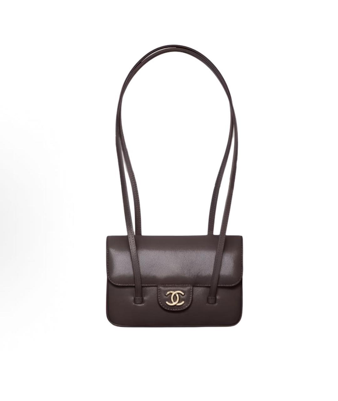 CHANEL Коричневая кожаная сумка через плечо, фото 7