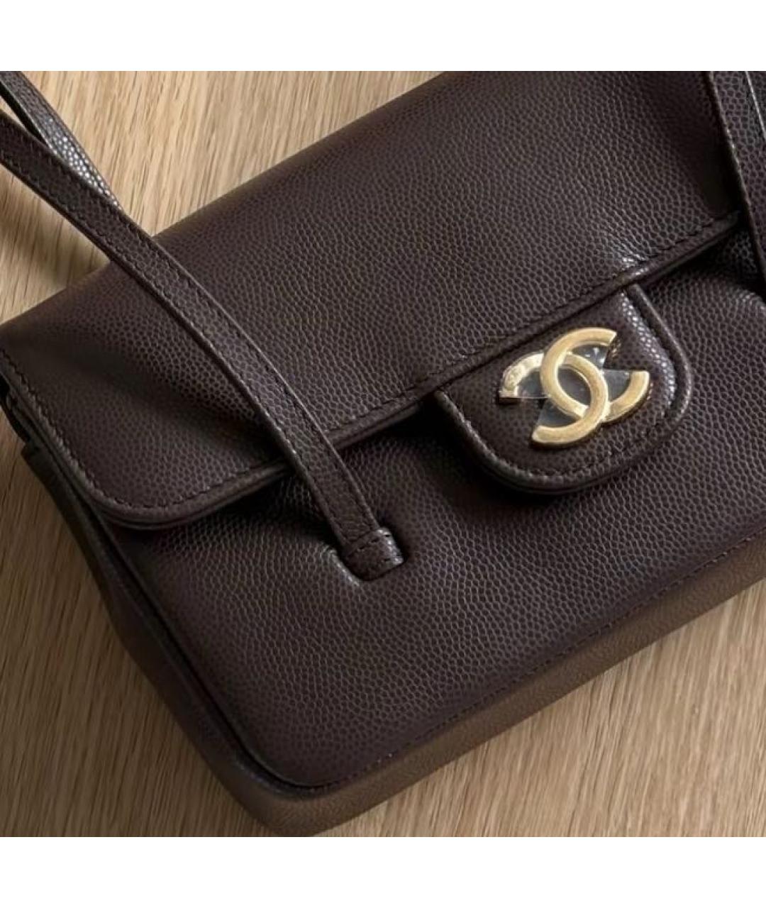 CHANEL Коричневая кожаная сумка через плечо, фото 6
