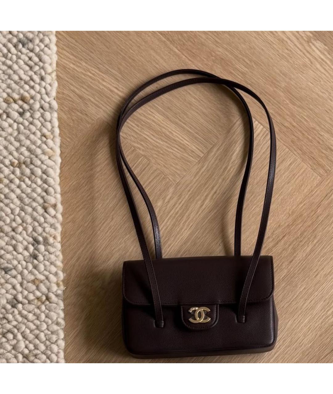 CHANEL Коричневая кожаная сумка через плечо, фото 5