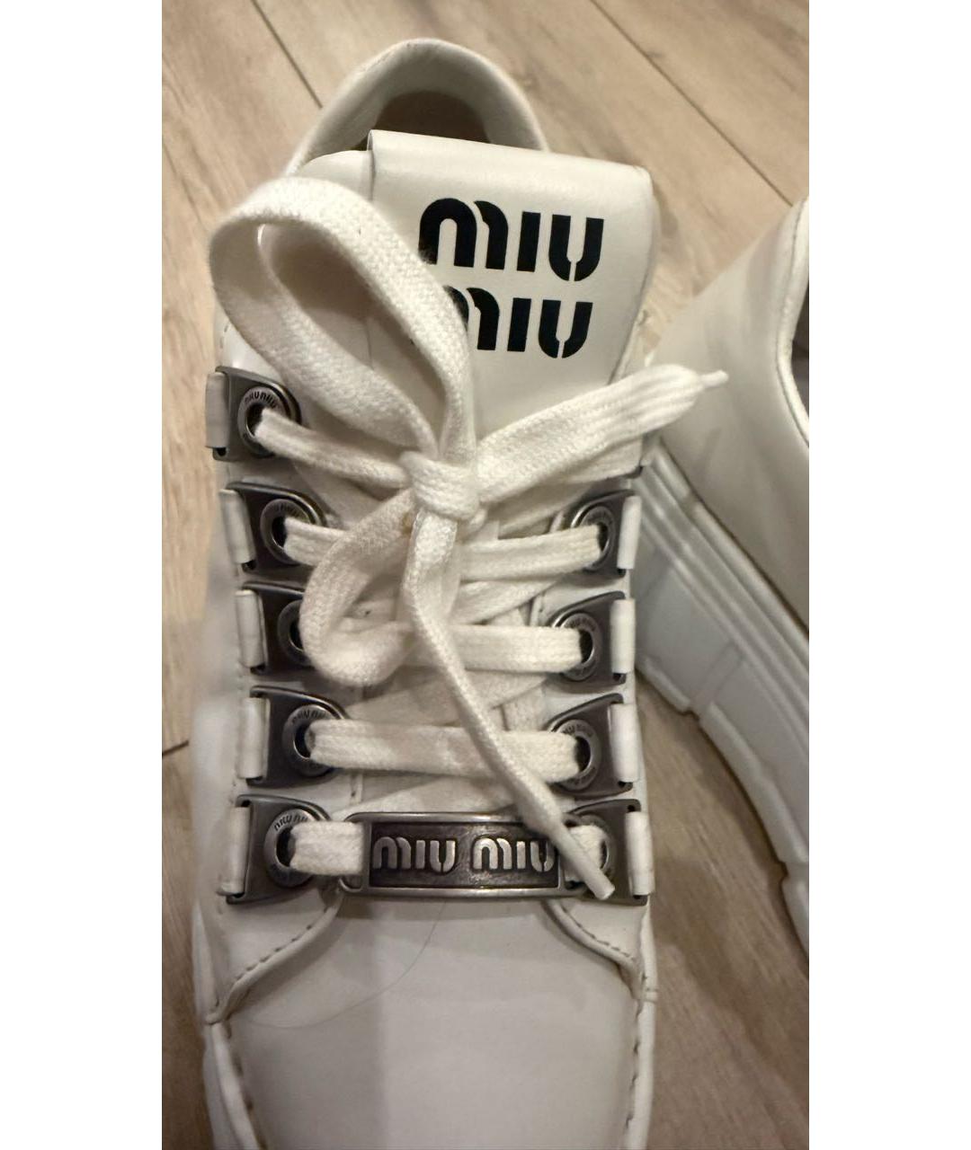 MIU MIU Белые кожаные кроссовки, фото 6