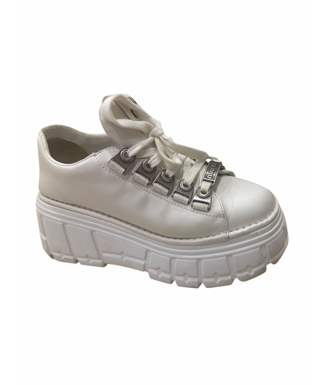 MIU MIU Белые кожаные кроссовки, фото 9