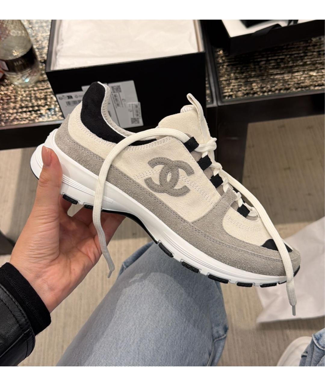 CHANEL Серые замшевые кроссовки, фото 4
