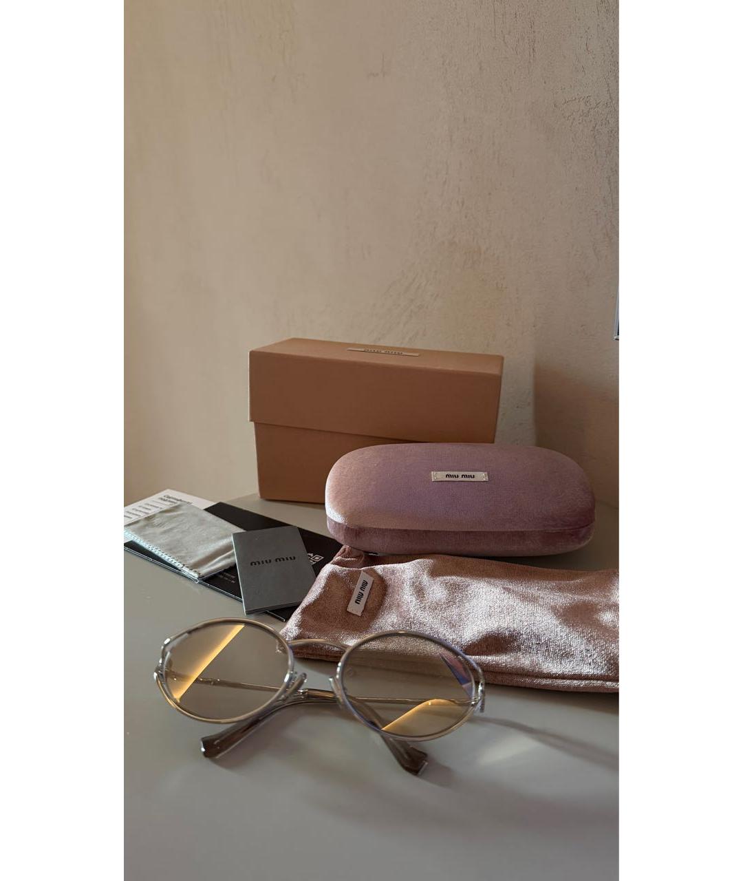 MIU MIU Серебряные металлические солнцезащитные очки, фото 3