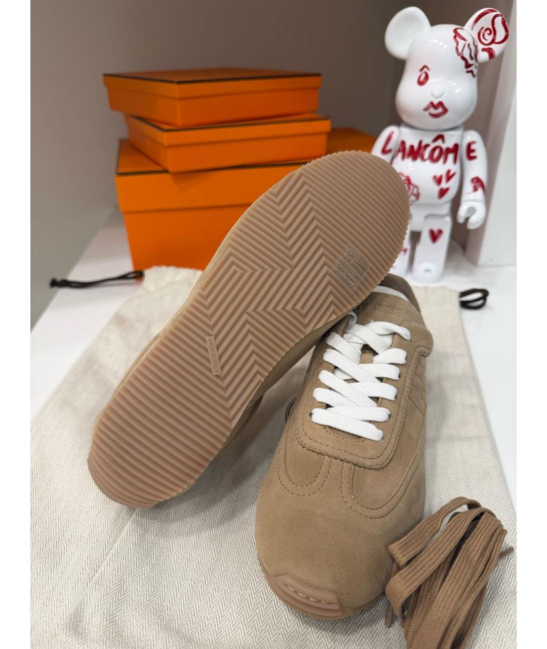 HERMES Бежевые замшевые кеды, фото 4