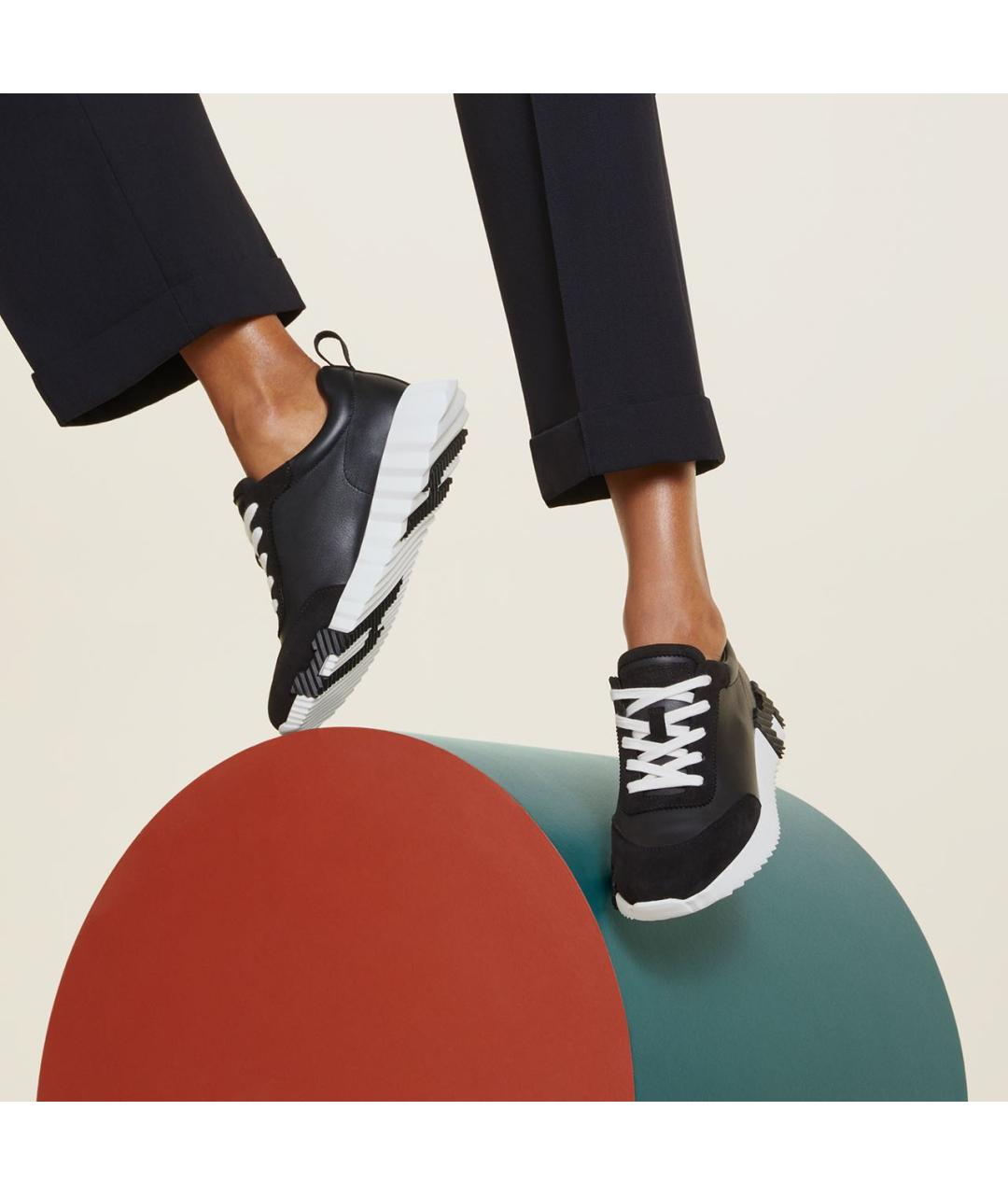 HERMES Черные кожаные кроссовки, фото 6