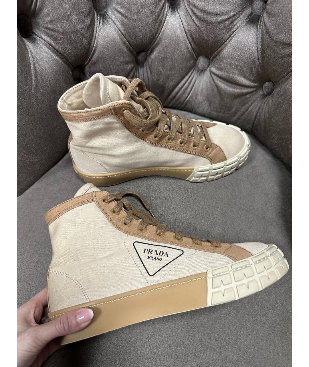 PRADA Бежевые кеды, фото 2