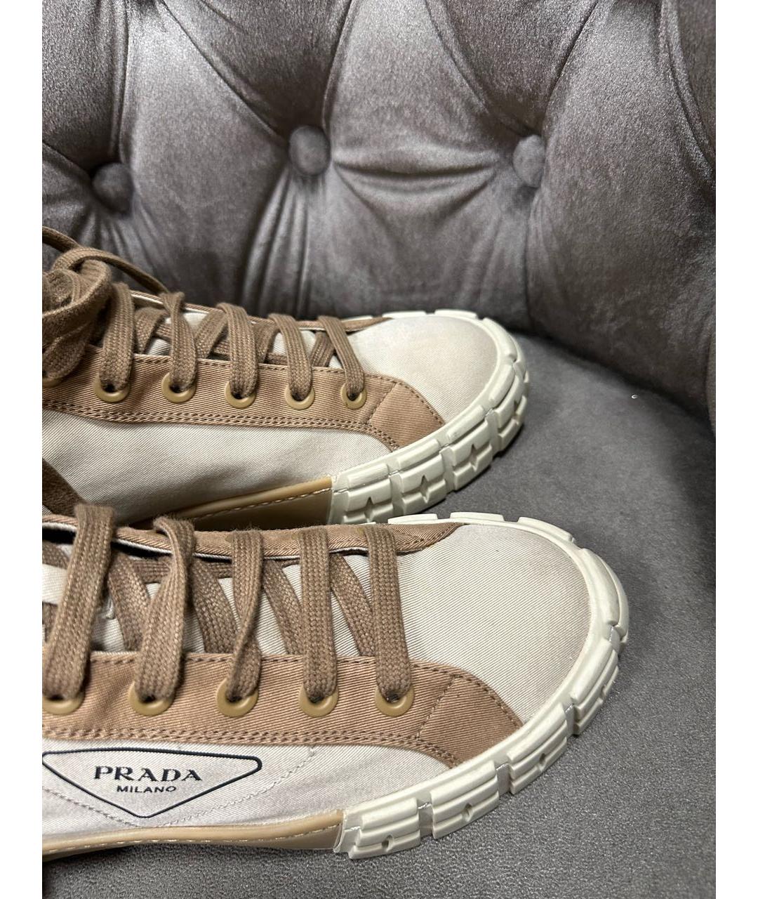 PRADA Бежевые кеды, фото 3