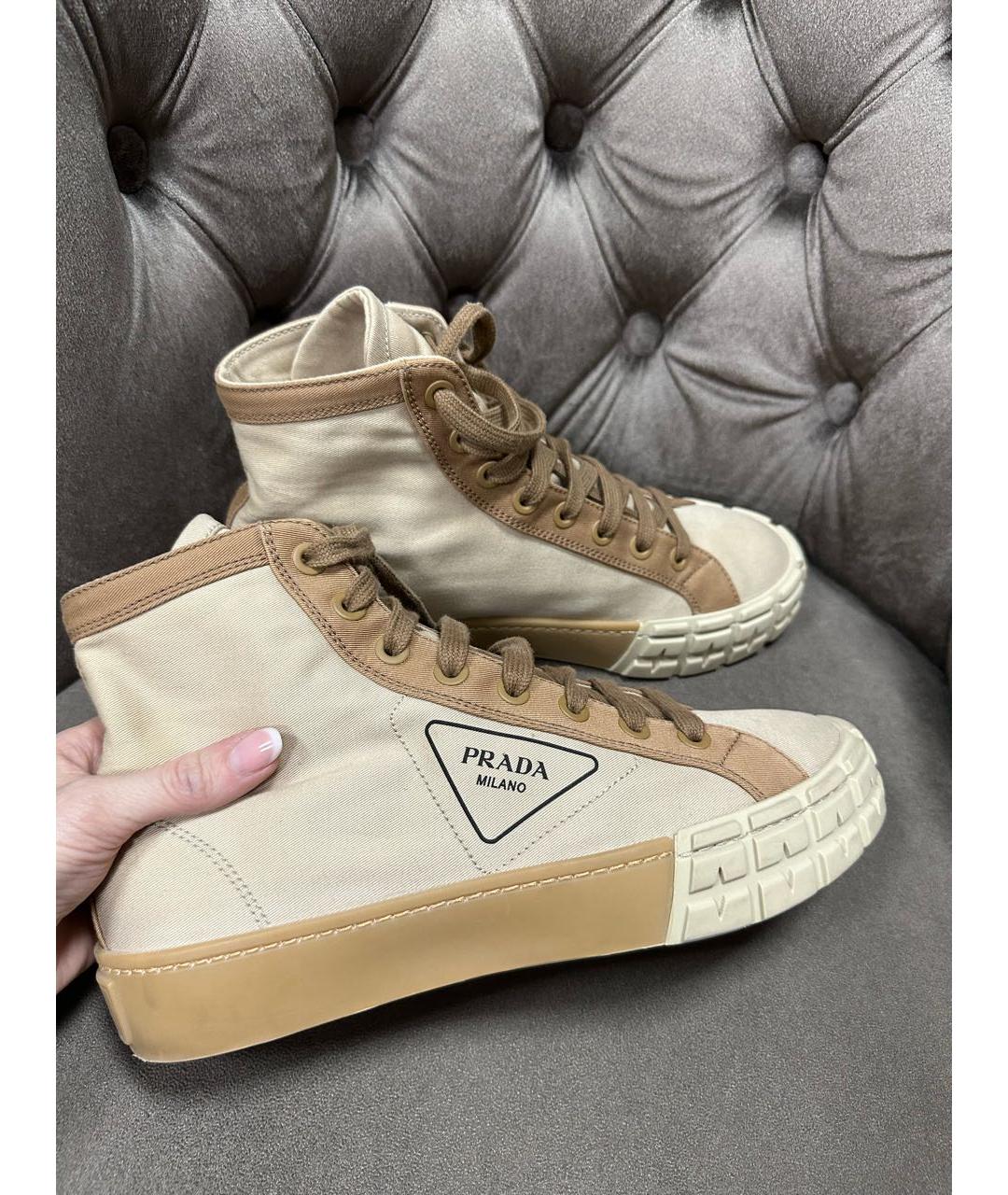 PRADA Бежевые кеды, фото 6