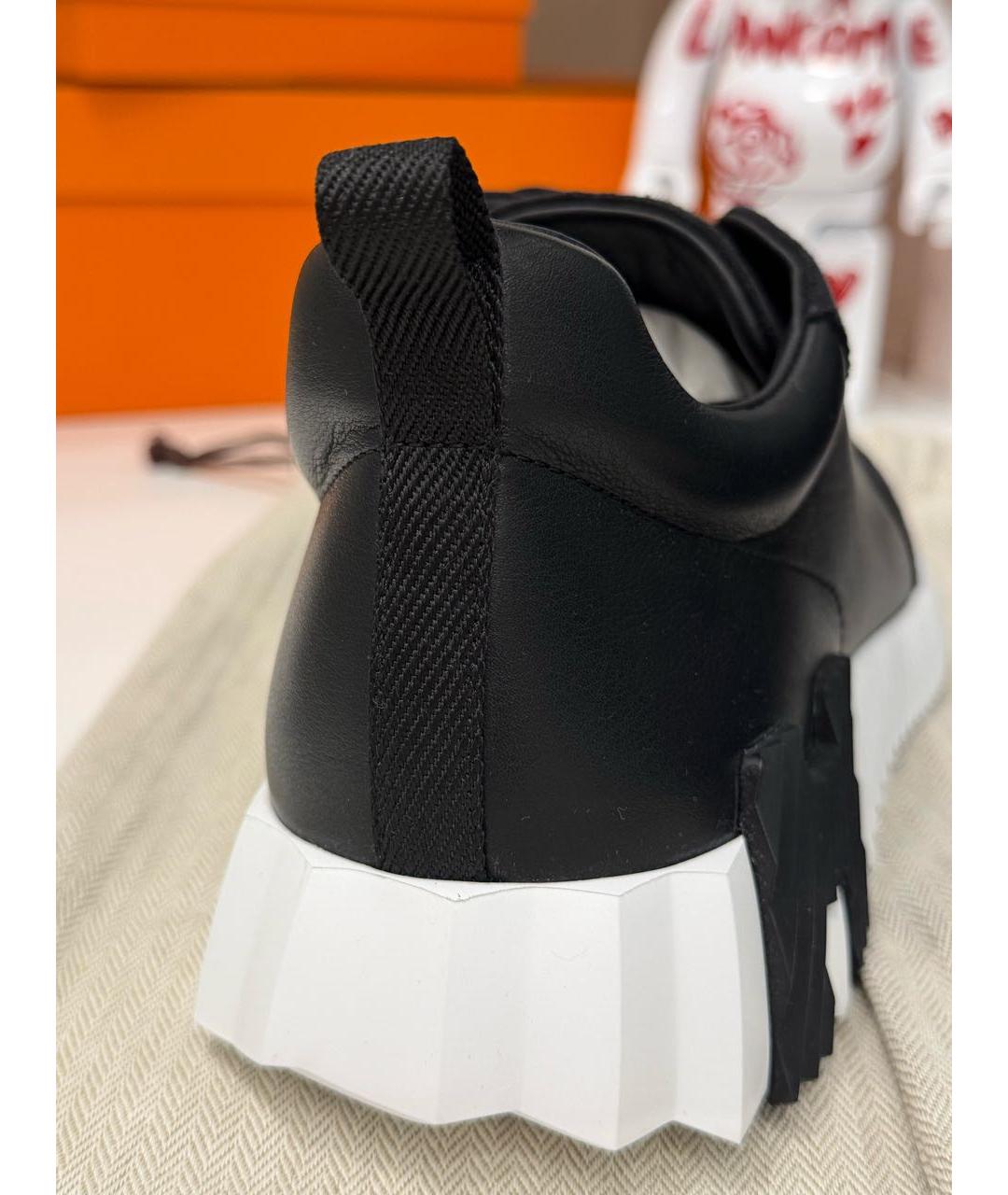 HERMES Черные кожаные низкие кроссовки / кеды, фото 5