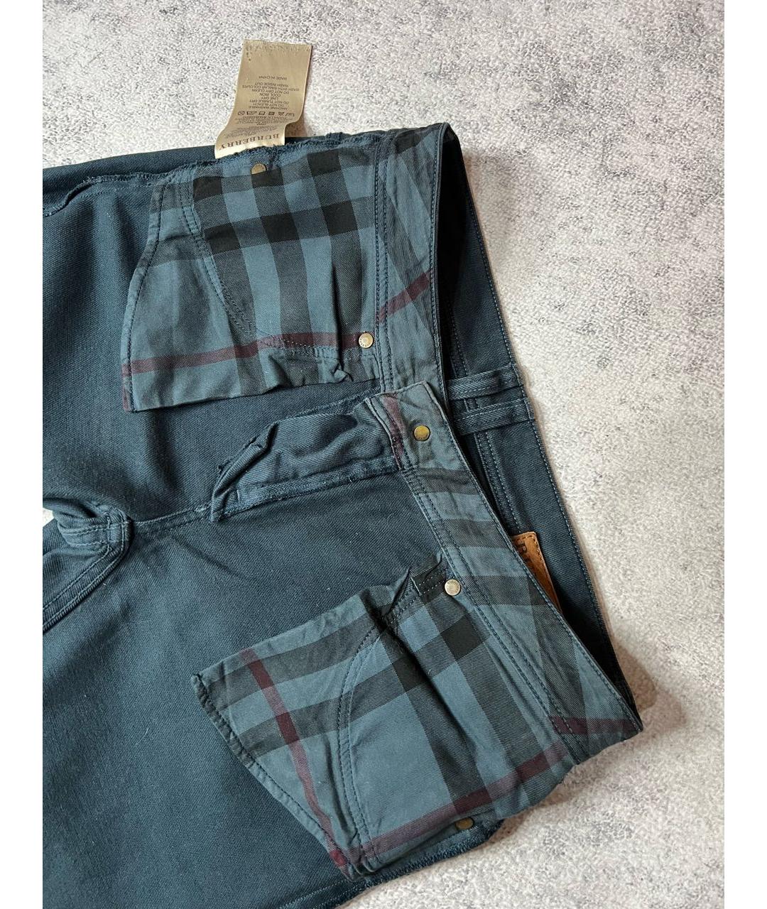 BURBERRY Зеленые хлопко-эластановые джинсы слим, фото 6