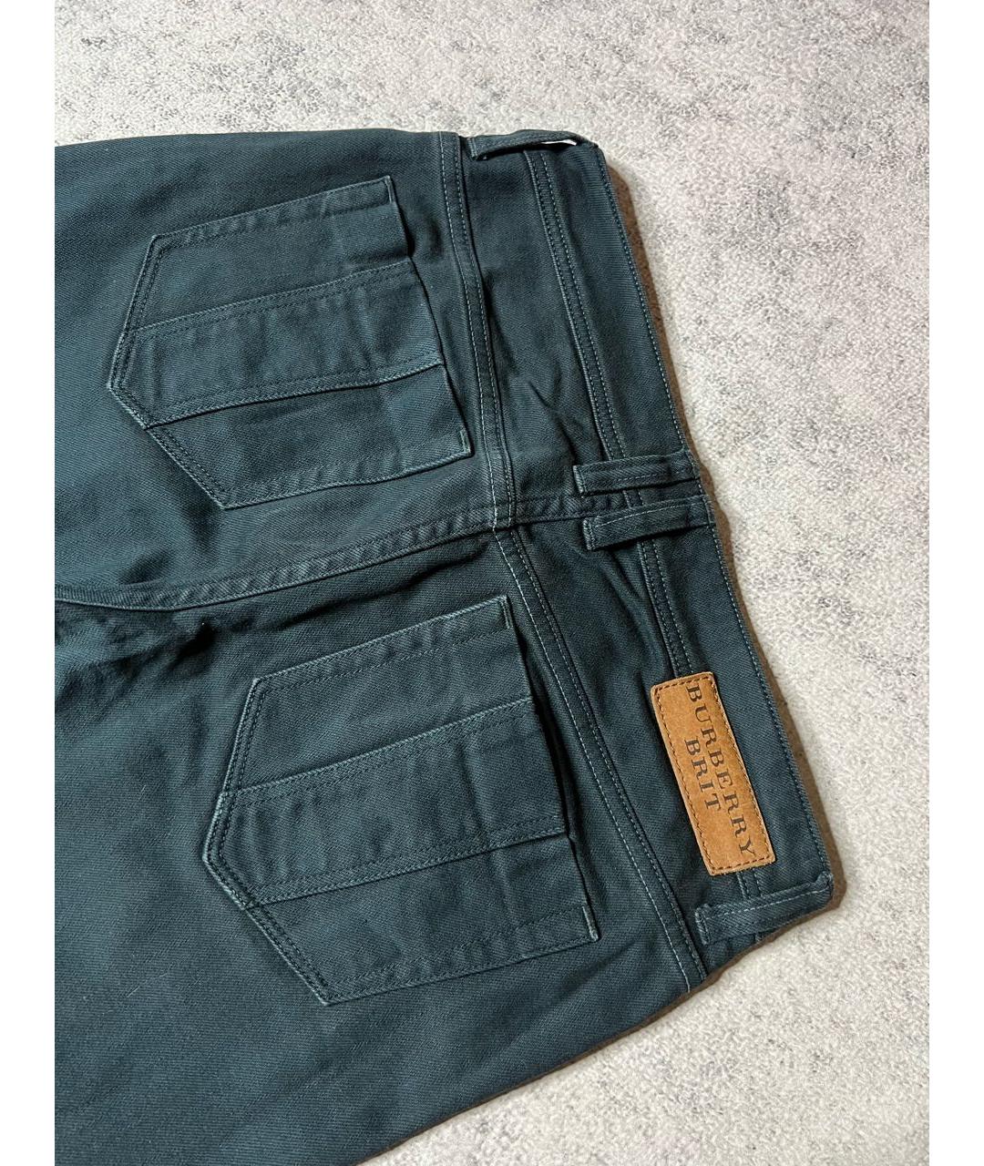 BURBERRY Зеленые хлопко-эластановые джинсы слим, фото 5