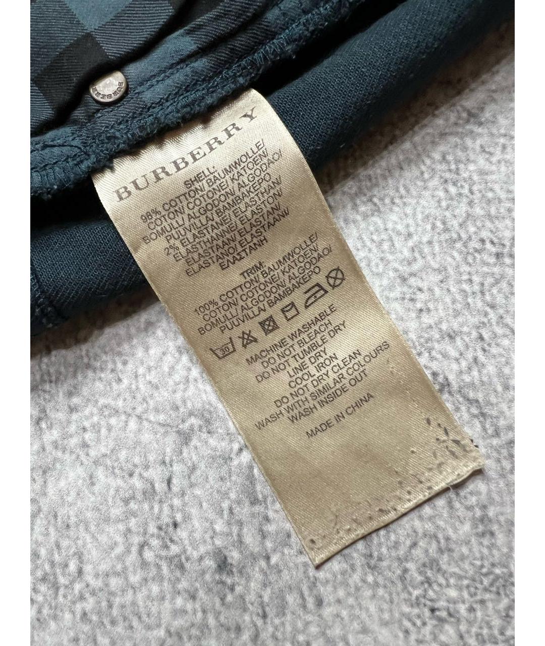 BURBERRY Зеленые хлопко-эластановые джинсы слим, фото 8