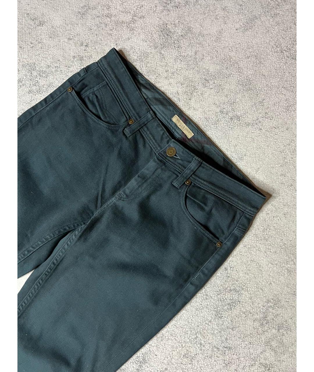 BURBERRY Зеленые хлопко-эластановые джинсы слим, фото 2