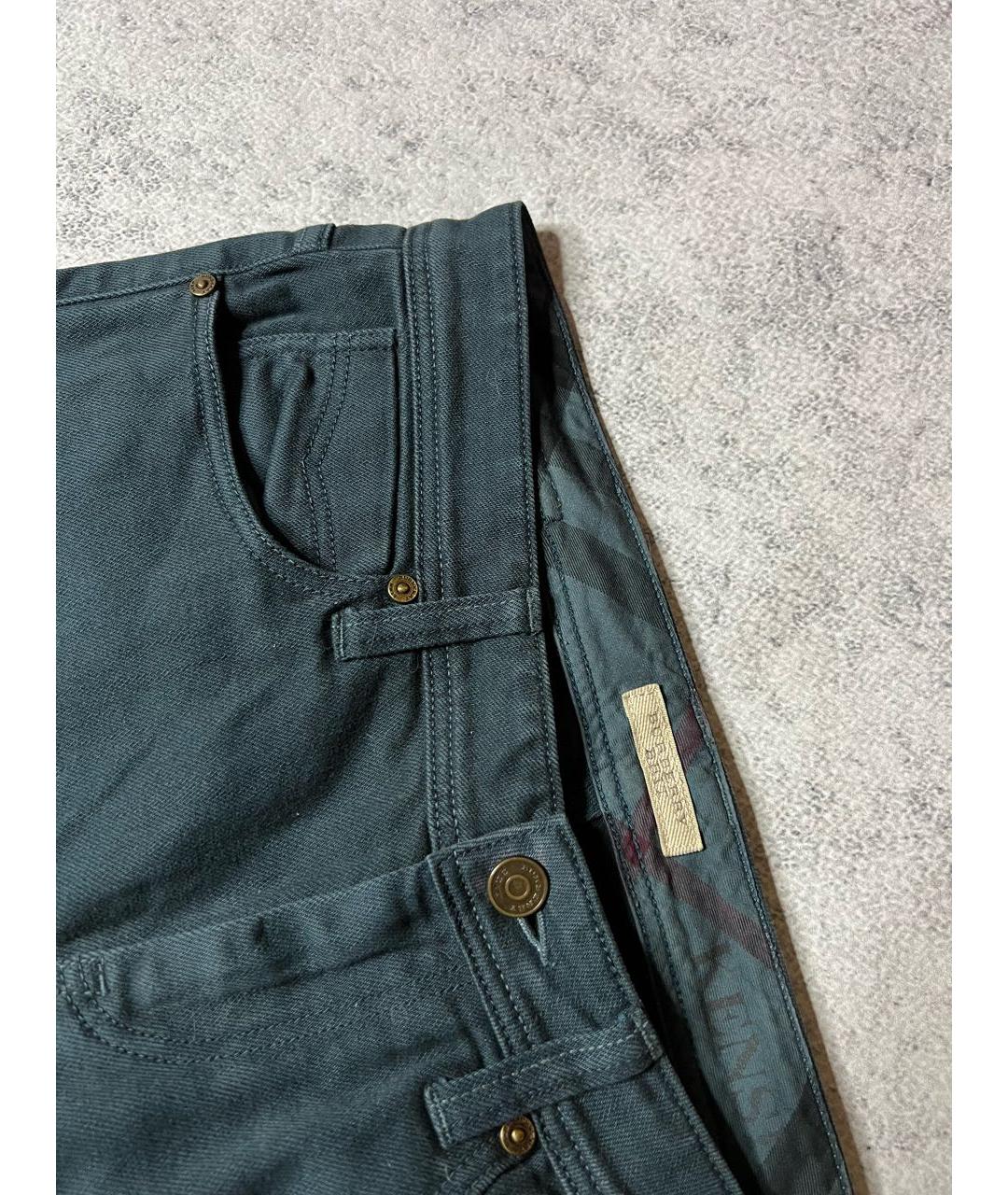 BURBERRY Зеленые хлопко-эластановые джинсы слим, фото 4