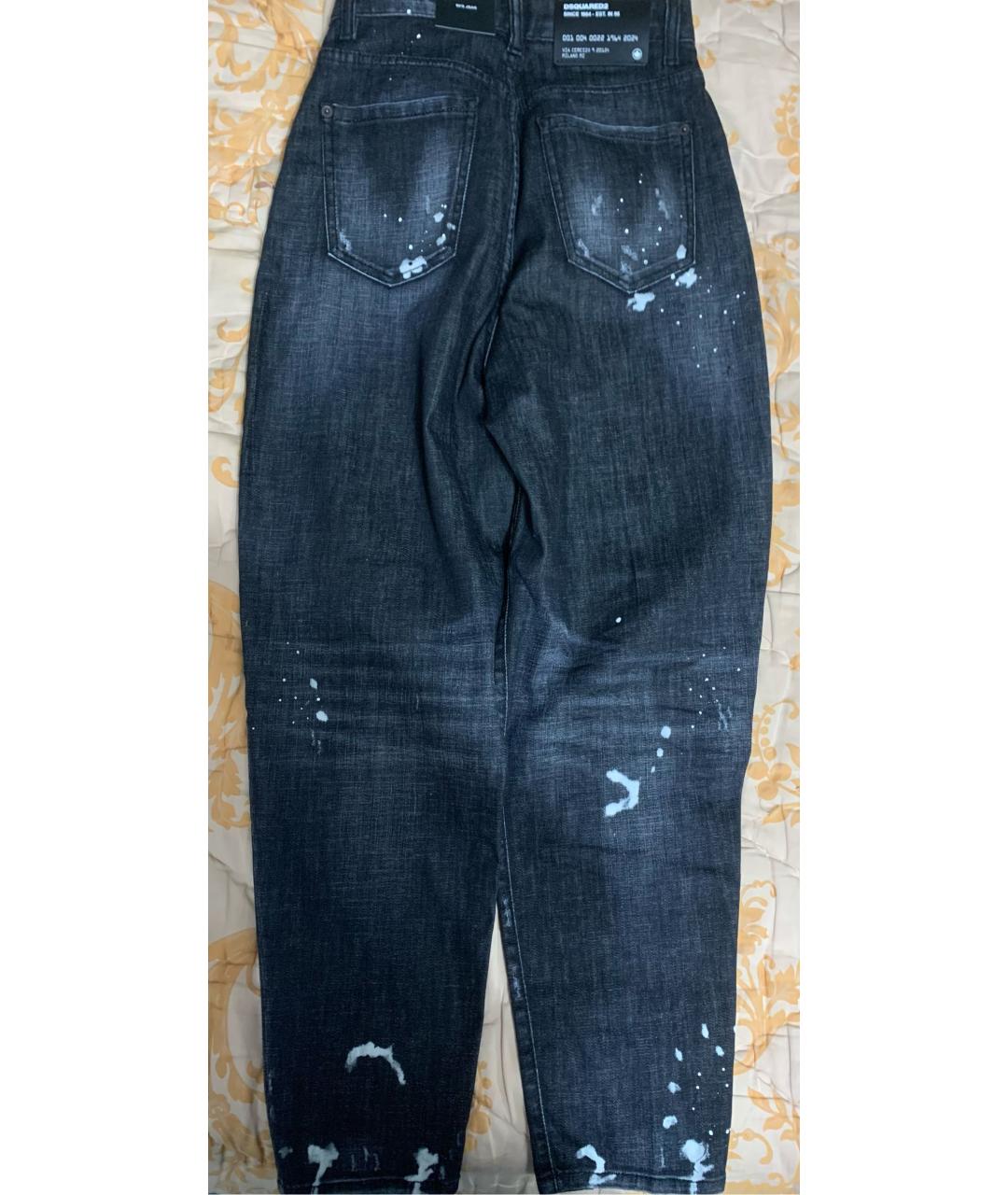 DSQUARED2 Антрацитовые хлопко-эластановые прямые джинсы, фото 6