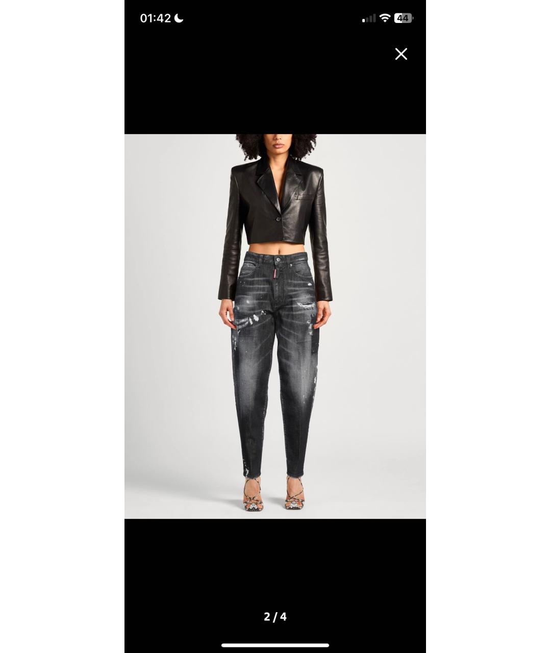 DSQUARED2 Антрацитовые хлопко-эластановые прямые джинсы, фото 2