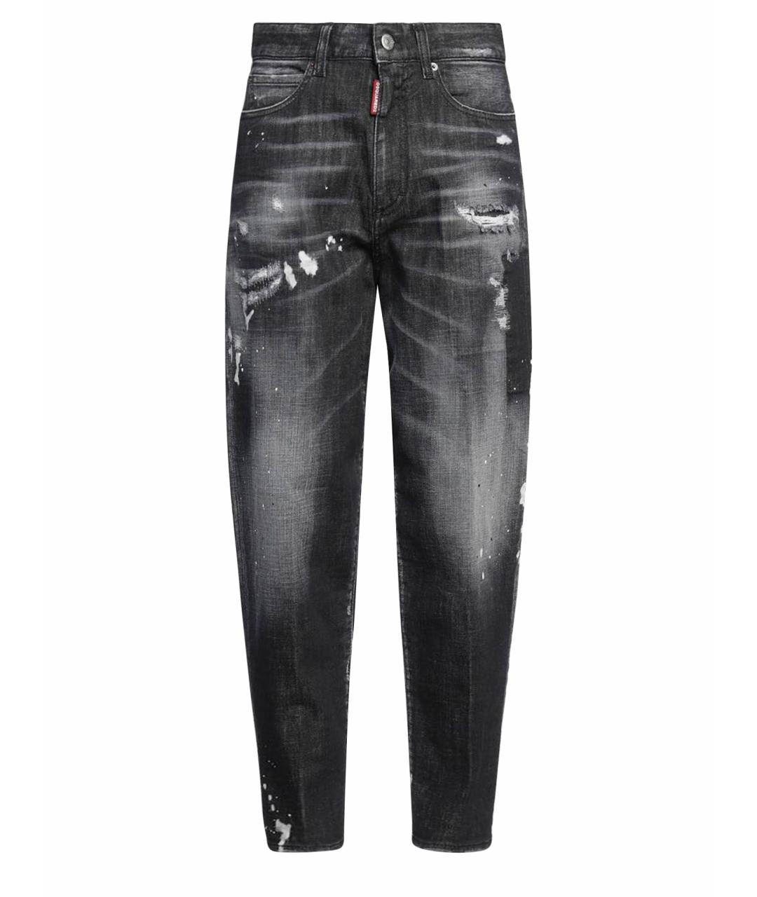 DSQUARED2 Антрацитовые хлопко-эластановые прямые джинсы, фото 1