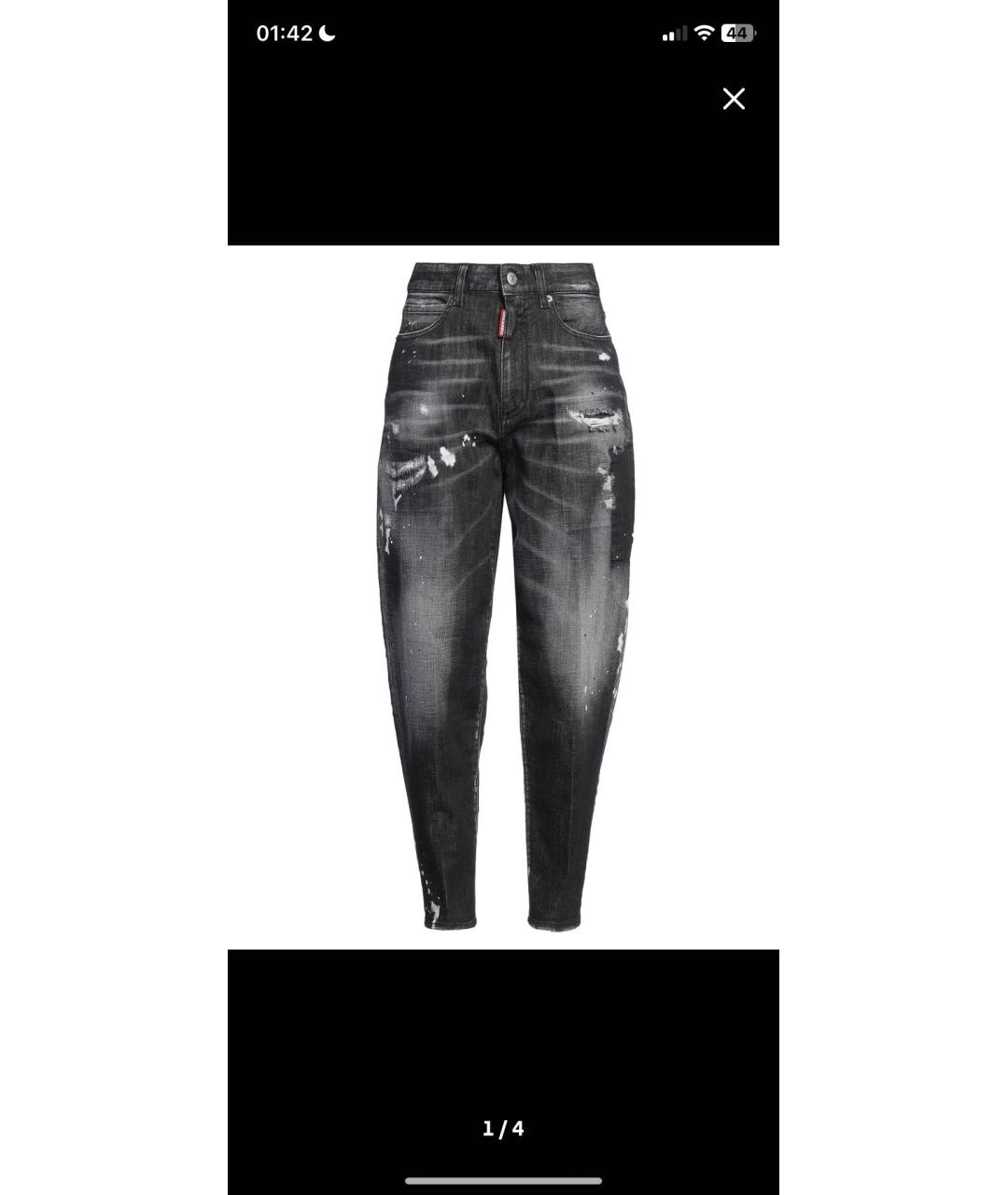 DSQUARED2 Антрацитовые хлопко-эластановые прямые джинсы, фото 4