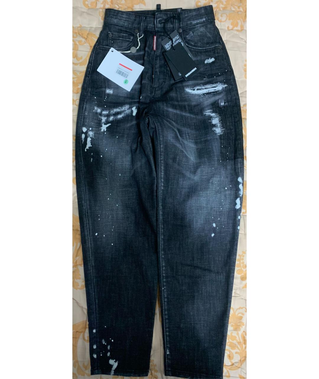 DSQUARED2 Антрацитовые хлопко-эластановые прямые джинсы, фото 5