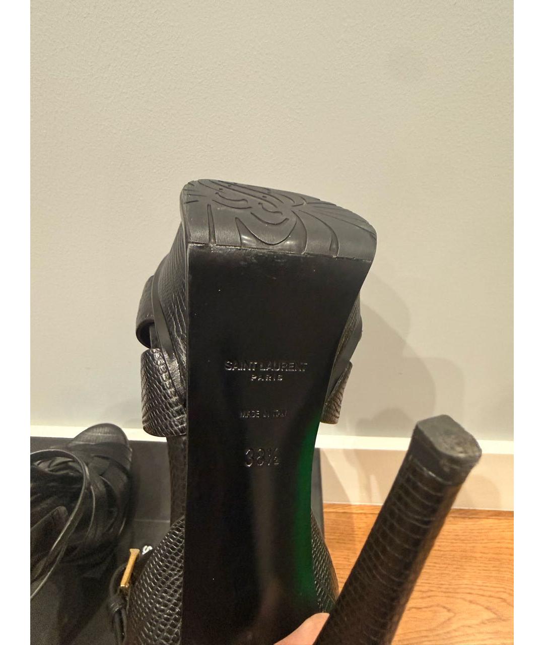 SAINT LAURENT Черные кожаные босоножки, фото 7