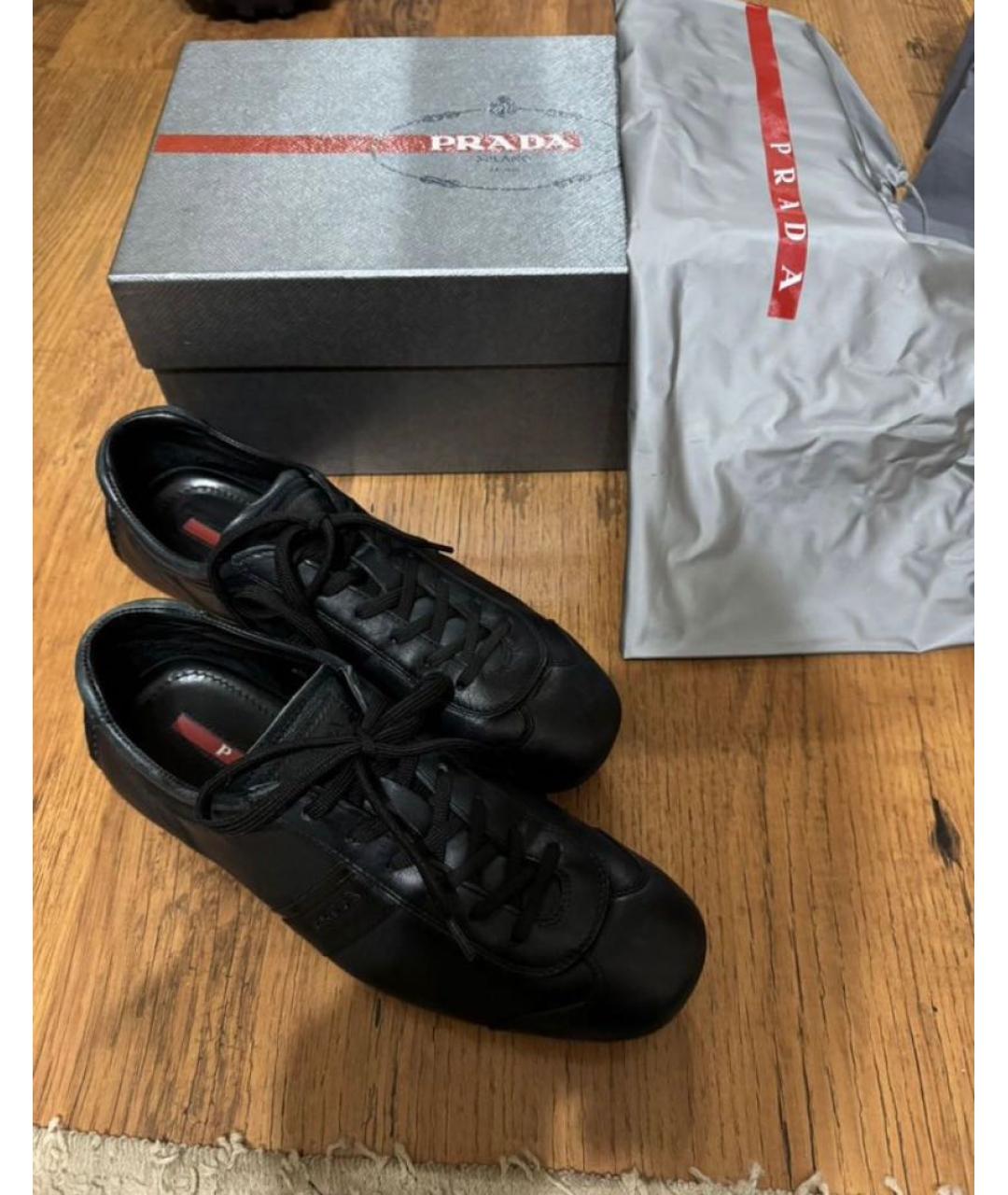 PRADA Темно-синие кожаные кроссовки, фото 6