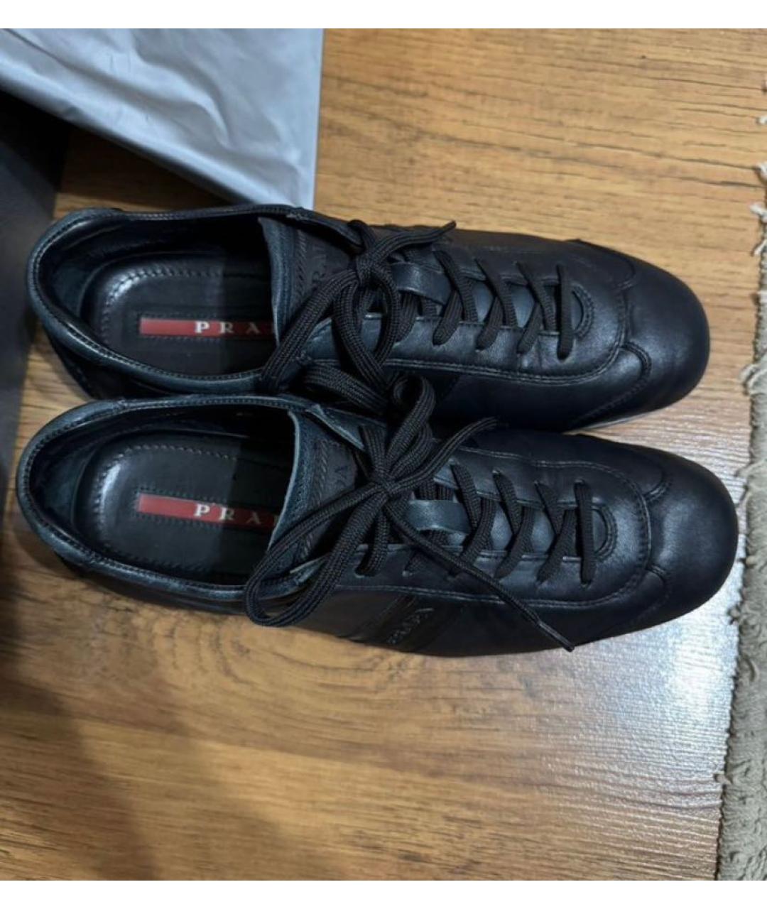PRADA Темно-синие кожаные кроссовки, фото 2