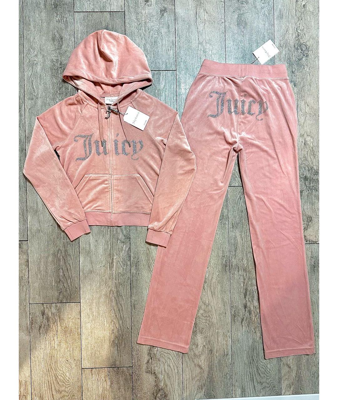 JUICY COUTURE Розовый велюровый костюм с брюками, фото 8