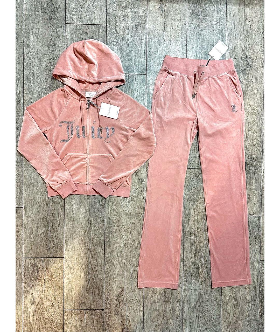 JUICY COUTURE Розовый велюровый костюм с брюками, фото 2