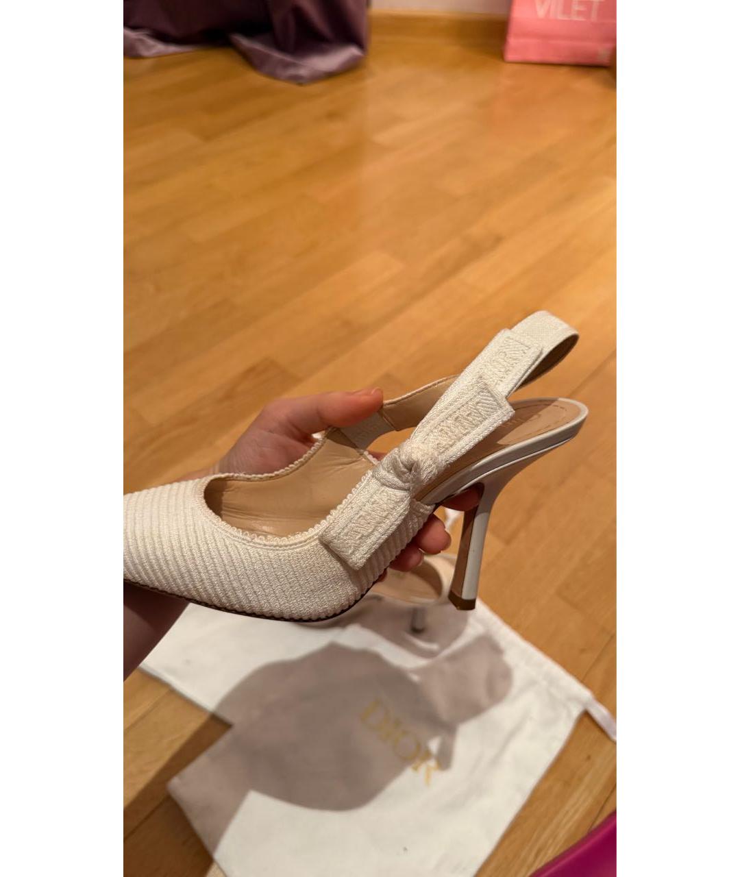 CHRISTIAN DIOR Белые текстильные туфли, фото 3