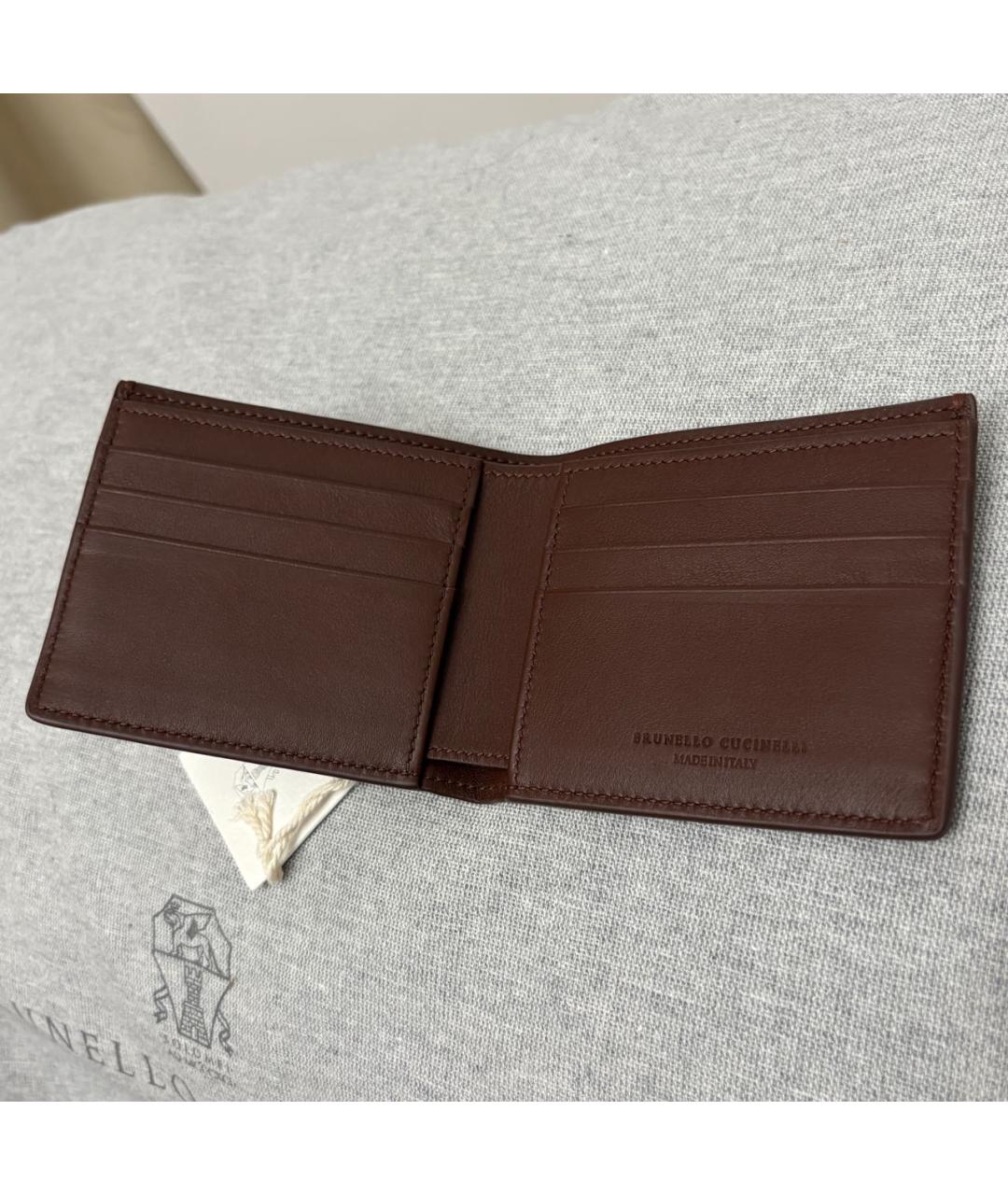 BRUNELLO CUCINELLI Коричневый кожаный кошелек, фото 4