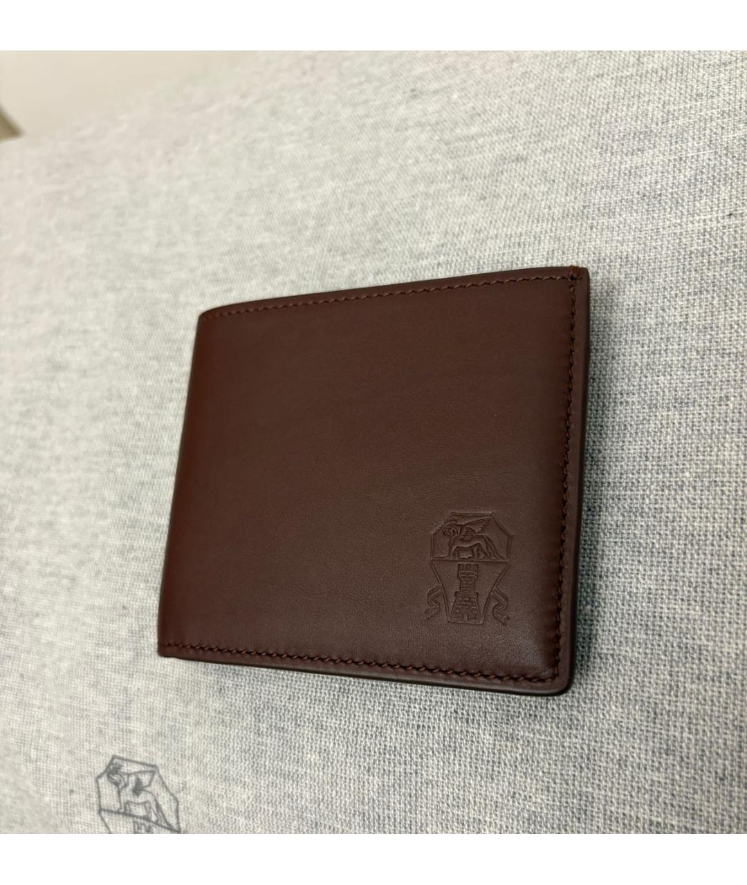 BRUNELLO CUCINELLI Коричневый кожаный кошелек, фото 7