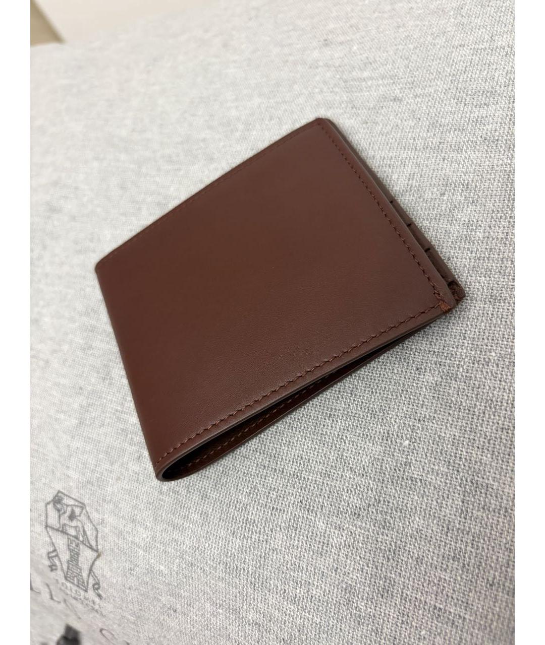 BRUNELLO CUCINELLI Коричневый кожаный кошелек, фото 2
