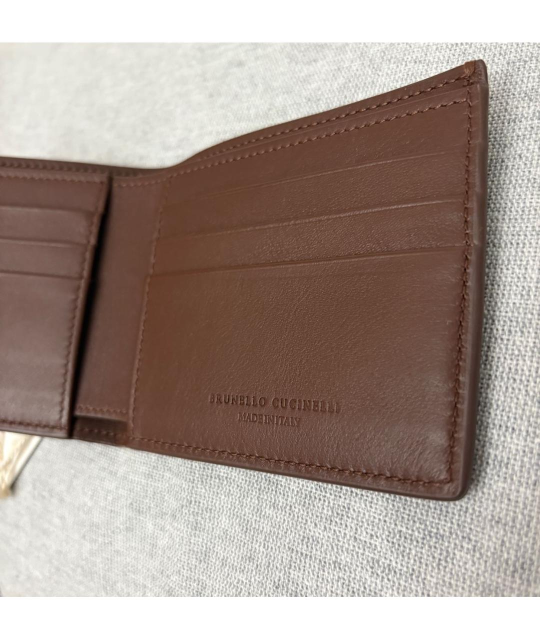 BRUNELLO CUCINELLI Коричневый кожаный кошелек, фото 6