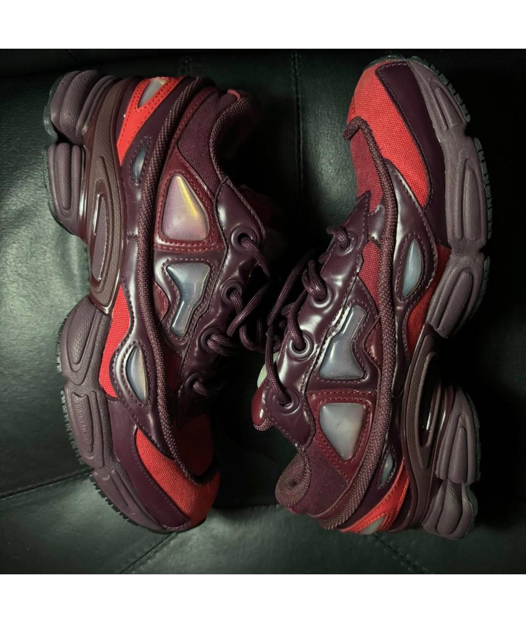 ADIDAS X RAF SIMONS Бордовые текстильные низкие кроссовки / кеды, фото 4