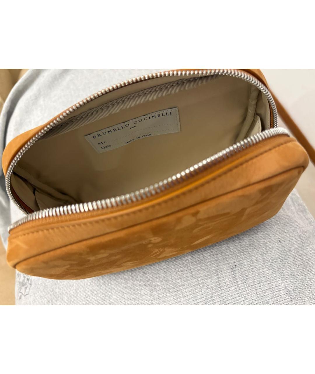 BRUNELLO CUCINELLI Коричневая замшевая барсетка, фото 7