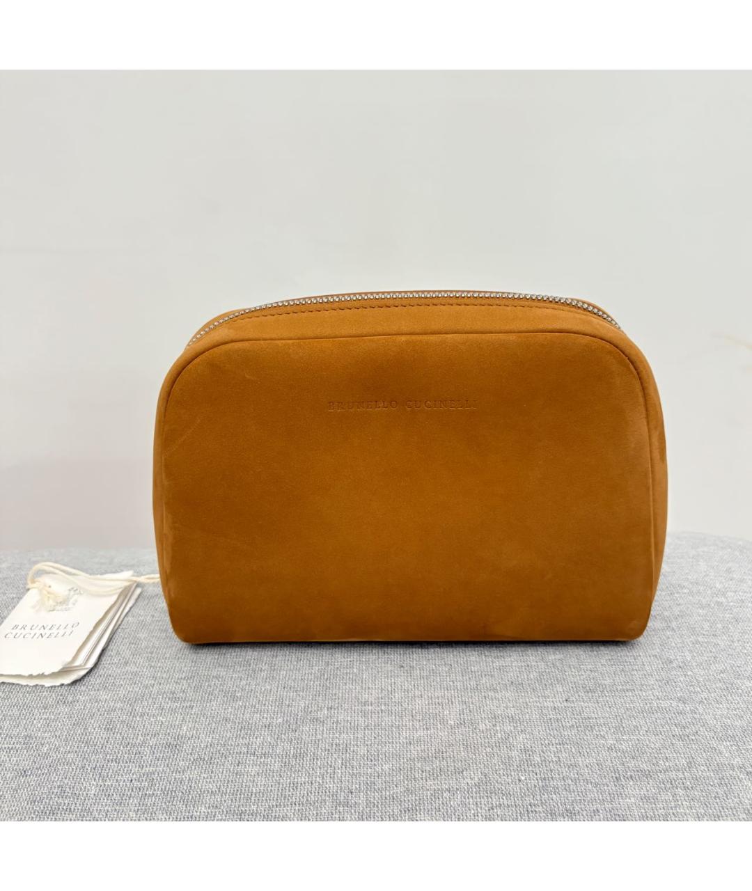 BRUNELLO CUCINELLI Коричневая замшевая барсетка, фото 9