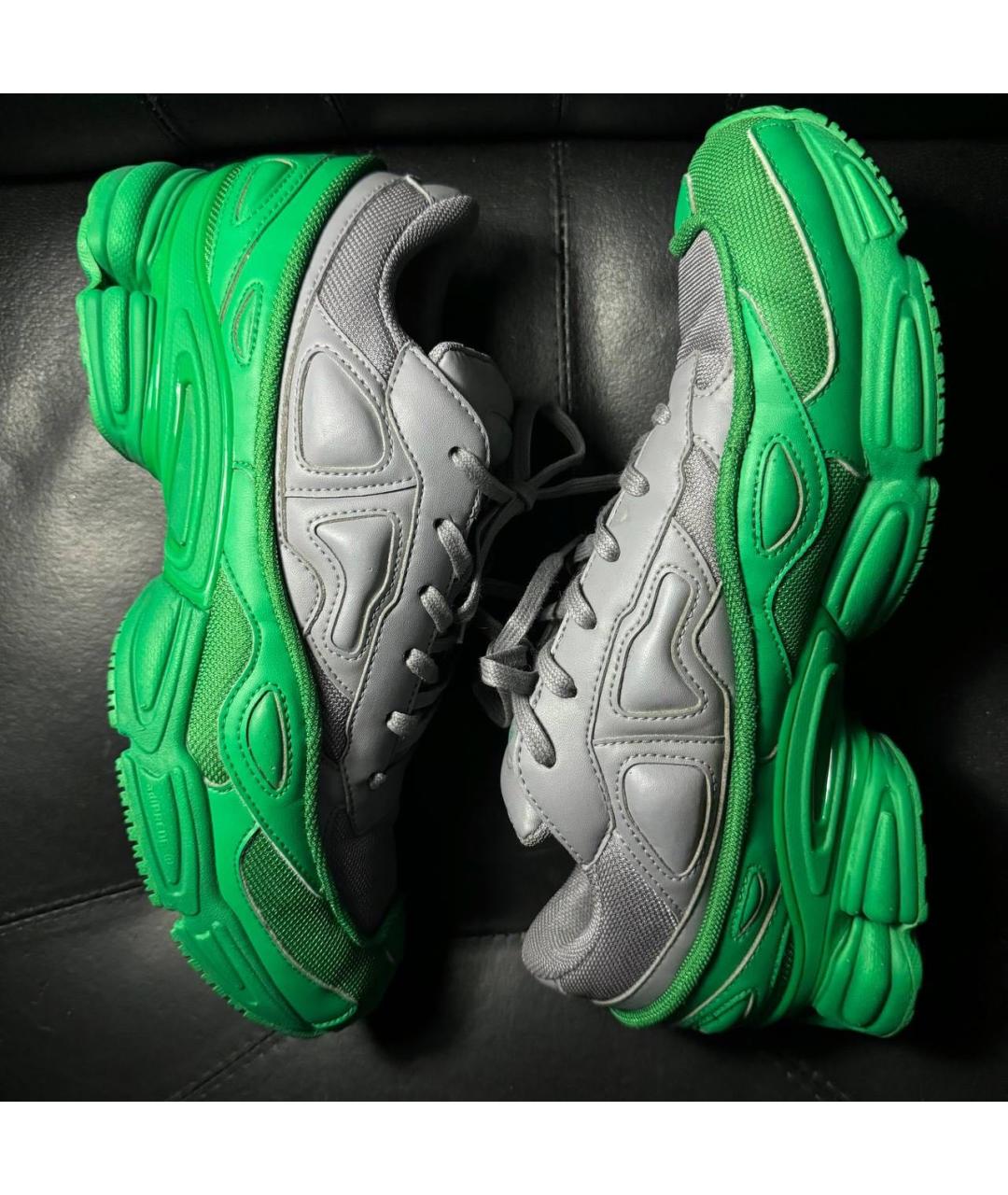 ADIDAS X RAF SIMONS Зеленые текстильные низкие кроссовки / кеды, фото 5