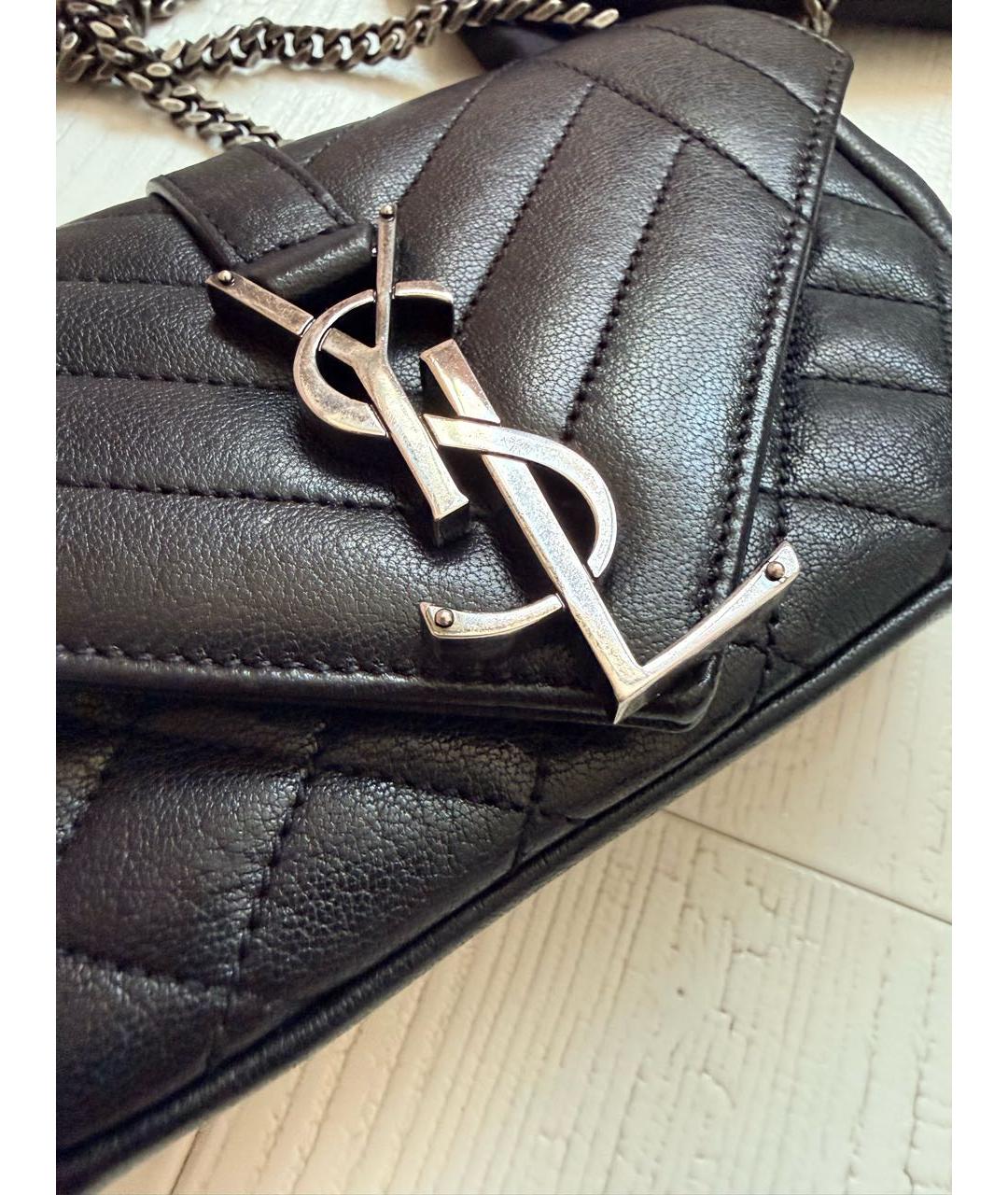 SAINT LAURENT Черная кожаная сумка через плечо, фото 4