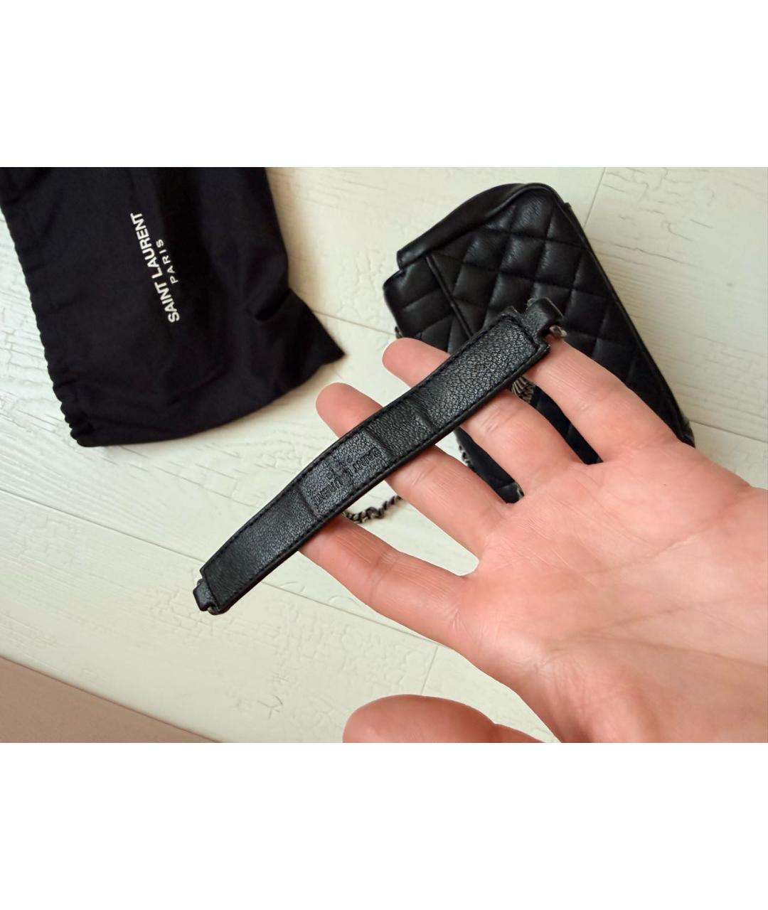 SAINT LAURENT Черная кожаная сумка через плечо, фото 8