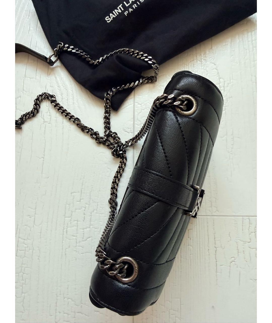 SAINT LAURENT Черная кожаная сумка через плечо, фото 2