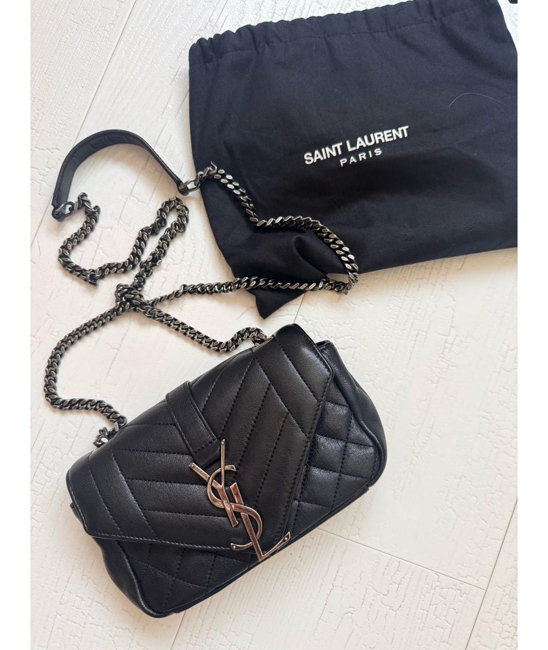 SAINT LAURENT Черная кожаная сумка через плечо, фото 9