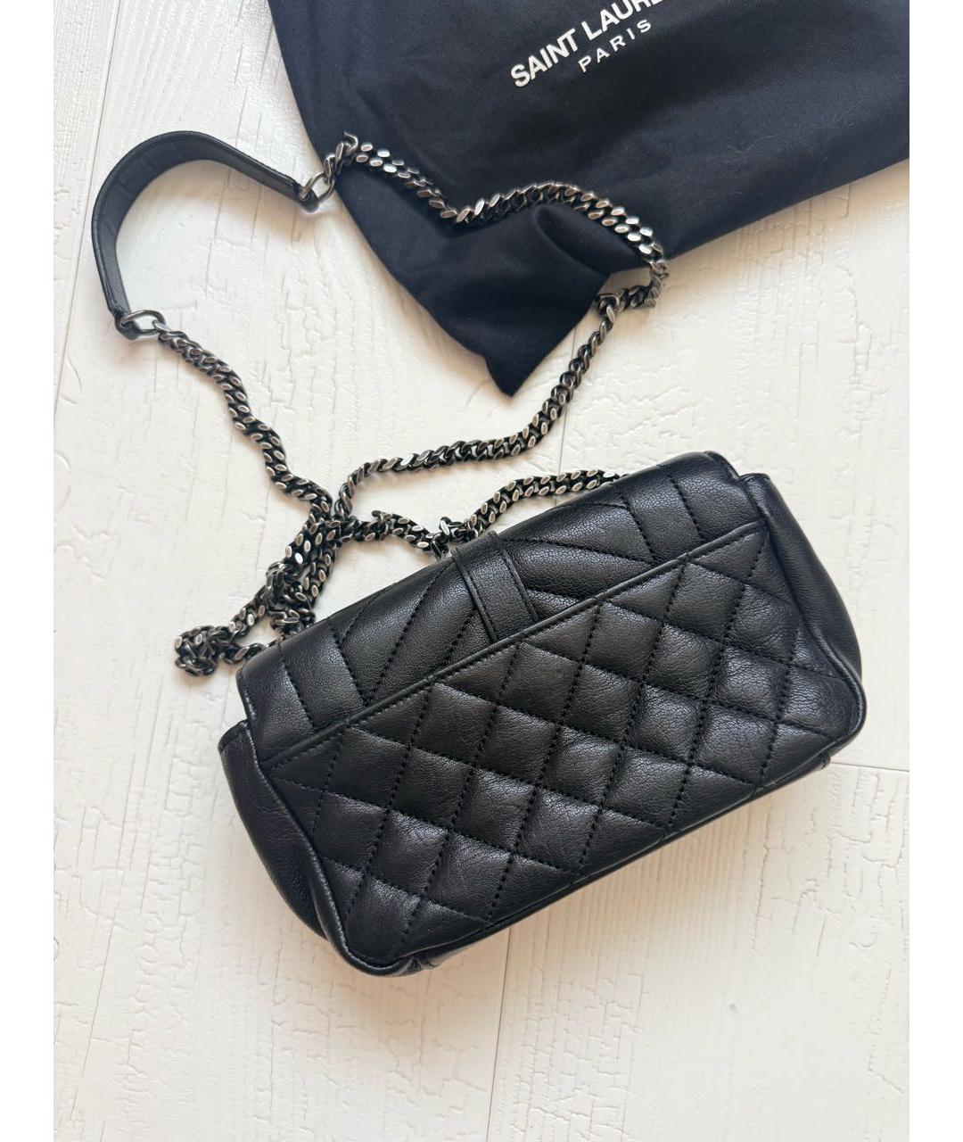 SAINT LAURENT Черная кожаная сумка через плечо, фото 6
