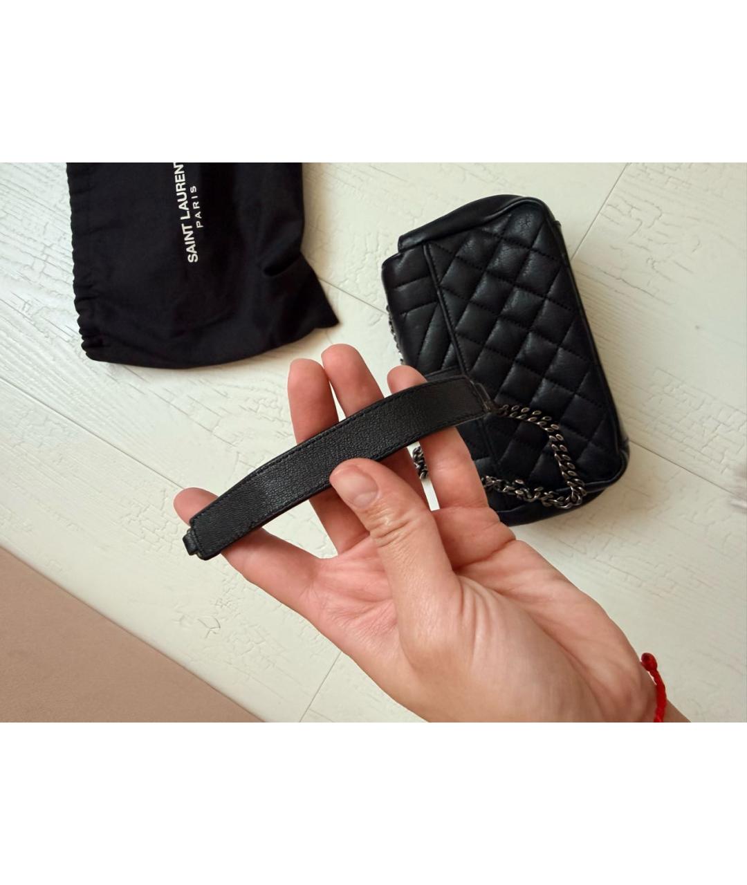 SAINT LAURENT Черная кожаная сумка через плечо, фото 7
