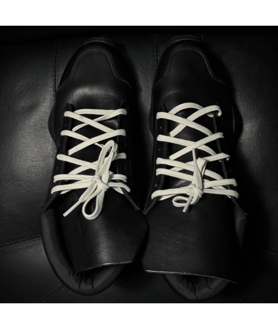 RICK OWENS Черные кожаные низкие кроссовки / кеды, фото 6