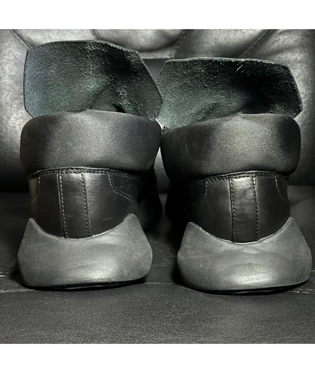 RICK OWENS Черные кожаные низкие кроссовки / кеды, фото 2