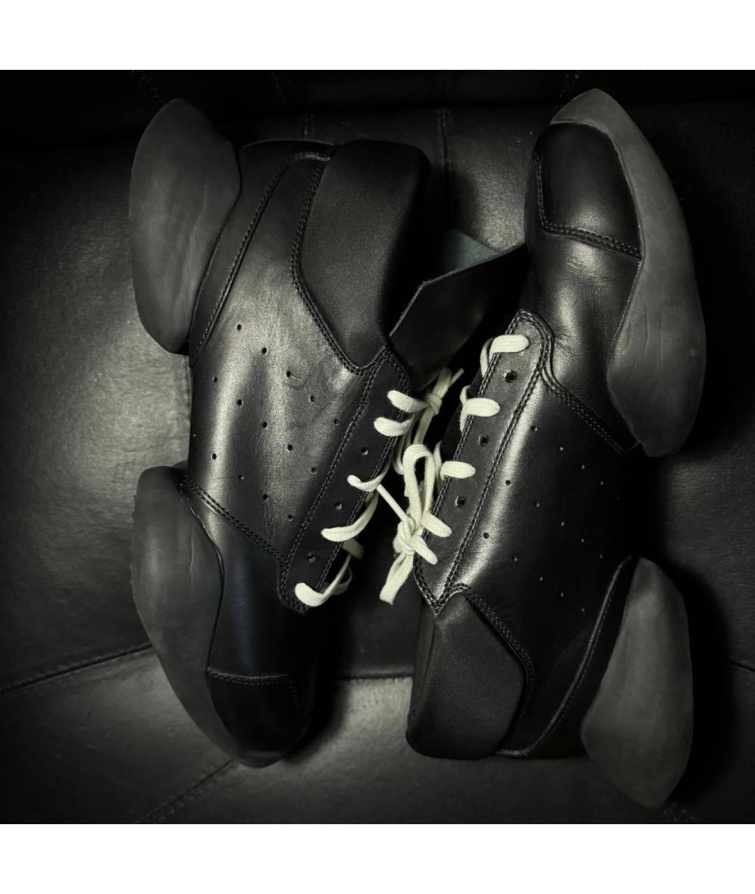 RICK OWENS Черные кожаные низкие кроссовки / кеды, фото 4