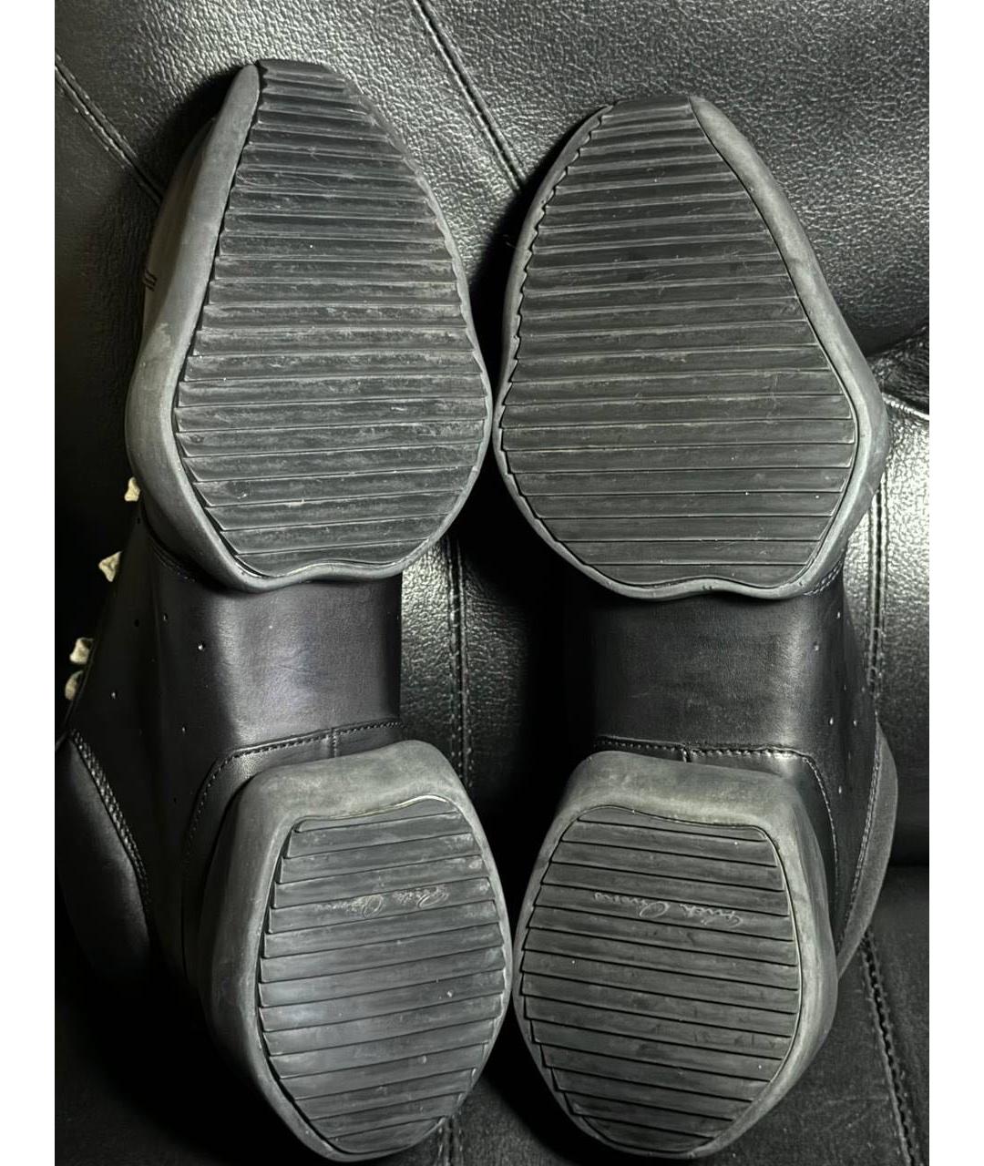 RICK OWENS Черные кожаные низкие кроссовки / кеды, фото 8